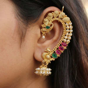 Apsara Shravan Earcuff (Ruby & Green)